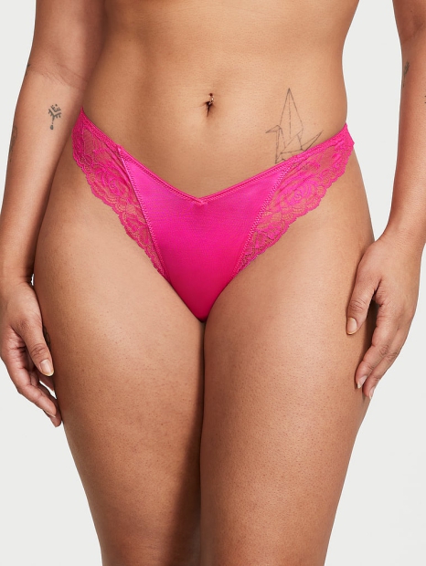 Женские трусики тонг Victoria's Secret с кружевом 1159819872 (Розовый L)