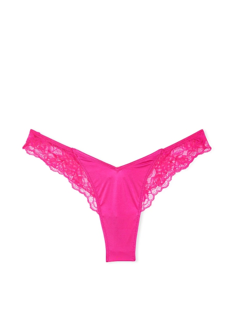 Женские трусики тонг Victoria's Secret с кружевом 1159819872 (Розовый L)