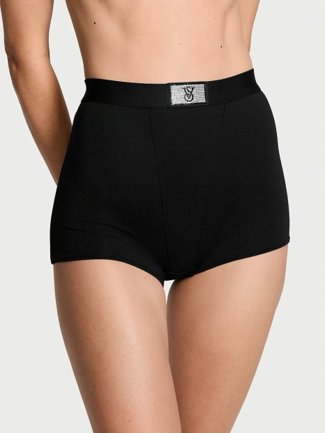 Женские трусики шортики Victoria's Secret с логотипом из страз 1159820518 (Черный S)