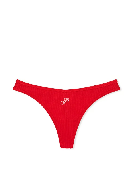 Стильные трусики тонг Victoria's Secret Pink с вышивкой 1159820449 (Красный L)