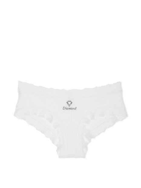 Кружевные трусики чики Victoria's Secret с вышивкой 1159826880 (Белый S)