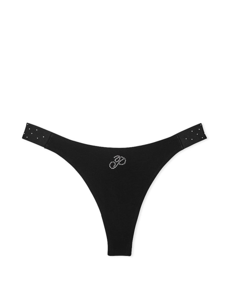 Стильные трусики тонг Victoria's Secret Pink со стразами 1159820733 (Черный XL)