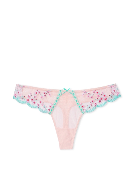 Сітчасті трусики тонг Victoria's Secret з вишивкою 1159820753 (рожевий M)