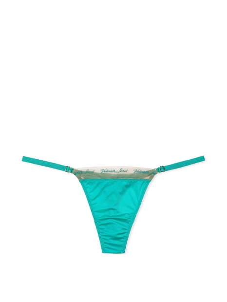 Гладкие трусики тонг Victoria's Secret с вышивкой 1159820763 (Бирюзовый L)