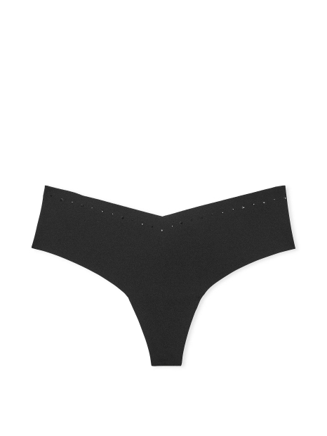 Бесшовные трусики тонг  Victoria's Secret со стразами 1159822419 (Черный XS)