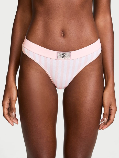 Трусики тонг Victoria's Secret с логотипом из страз 1159820933 (Розовый XL)