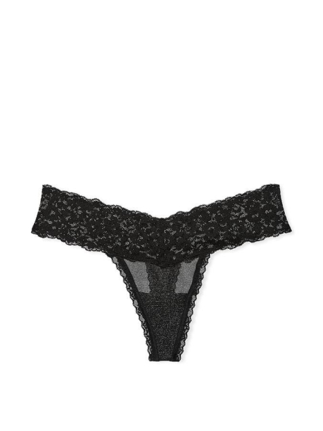 Кружевные трусики Victoria's Secret тонг с блестящими мини-пайетками1159820973 (Черный M)