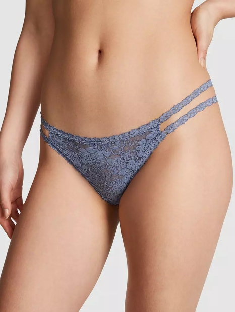 Женские кружевные трусики тонг Victoria's Secret Pink 1159821147 (Синий XXL)