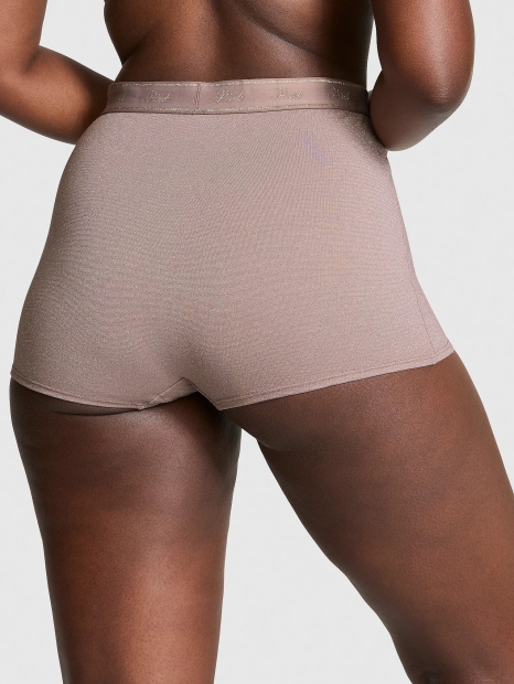 Высокие трусики шортики Victoria's Secret Pink с шиммером 1159822927 (Коричневый S)