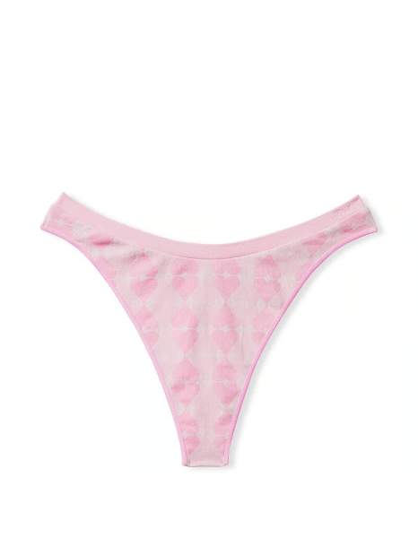Трусики безшовні тонг Victoria's Secret PINK з принтом 1159821276 (Рожевий S)