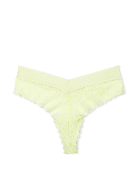 Женские бесшовные трусики тонг Victoria's Secret Pink с сетчатым узором 1159821326 (Салатовый L)