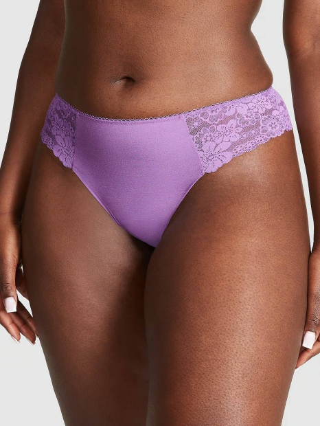 Женские кружевные трусики тонг Victoria's Secret Pink 1159821518 (Фиолетовый S)