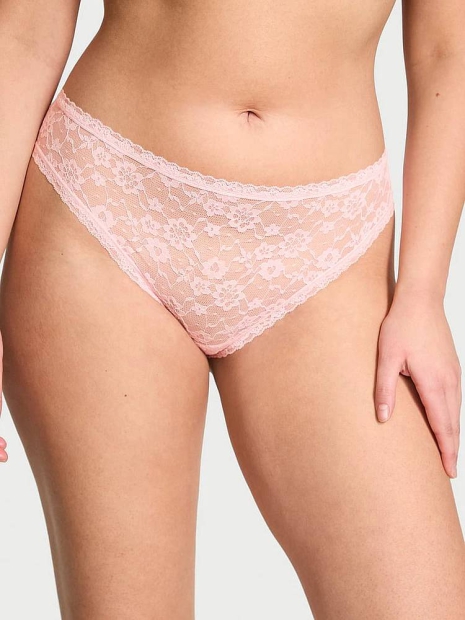 Кружевные трусики бикини Victoria's Secret с мини-пайетками 1159821542 (Розовый XS)