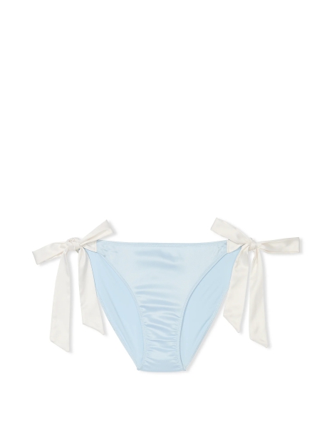 Женские атласные трусики чики Victoria's Secret с завязками по бокам 1159822124 (Голубой XS)