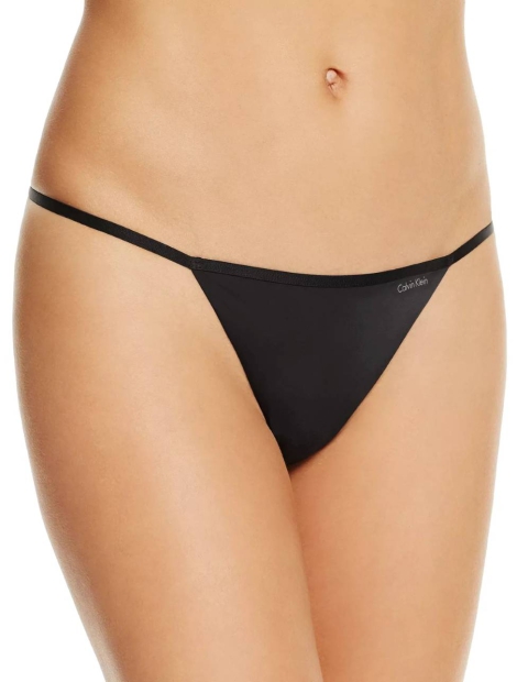 Женские гладкие трусики Calvin Klein стринги 1159821793 (Черный S)