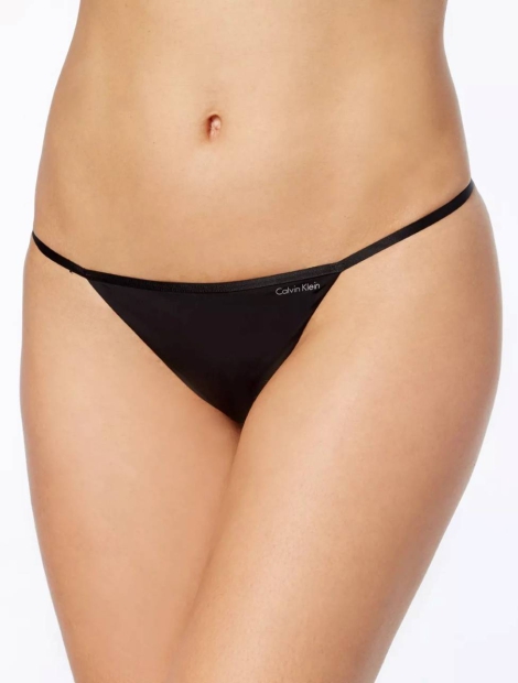 Женские гладкие трусики Calvin Klein стринги 1159821793 (Черный S)