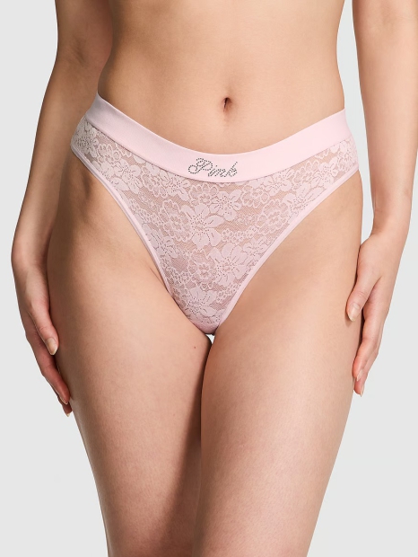 Жіночі мереживні трусики бразиліана Victoria's Secret Pink 1159823160 (рожевий XL)