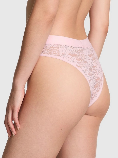 Жіночі мереживні трусики бразиліана Victoria's Secret Pink 1159823160 (рожевий XL)