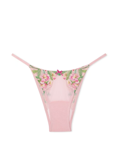Женские трусики бразилиана Victoria's Secret с вышивкой 1159825955 (Розовый XL)