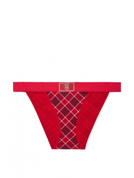 Женские трусики танга Victoria's Secret с логотипом из страз 1159823607 (Красный XXL)