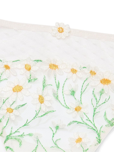 Сітчасті трусики тонг Victoria's Secret з вишивкою 1159822977 (Білий M)