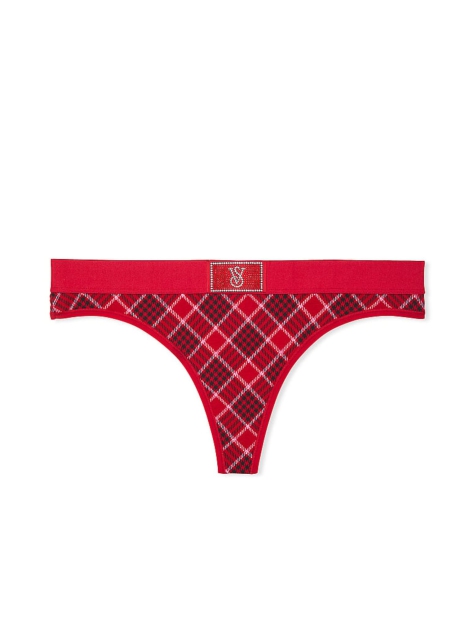Трусики тонг Victoria's Secret с логотипом из страз 1159823141 (Красный XS)