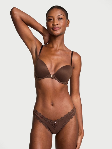 Жіночі гладкі трусики з мереживом Victoria's Secret бразилії 1159823006 (Коричневий M)