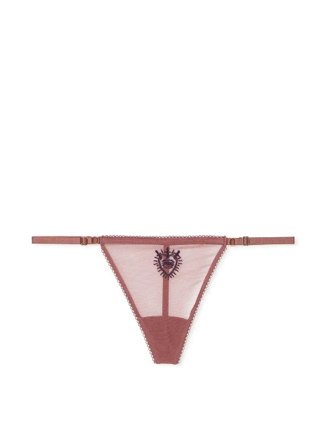 Сетчатые трусики стринги Victoria's Secret с вышивкой 1159823259 (Розовый S)