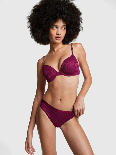 Жіночі мереживні трусики Victoria's Secret Pink тонг 1159823502 (Бордовий S)