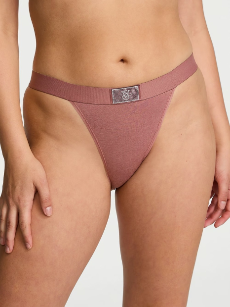 Трусики танга Victoria's Secret с логотипом из страз 1159823605 (Розовый XL)