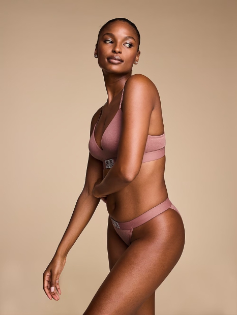 Трусики танга Victoria's Secret с логотипом из страз 1159823605 (Розовый XL)