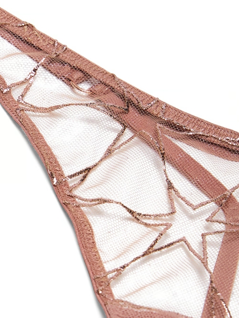 Сетчатые трусики стринги Victoria's Secret с вышивкой 1159824705 (Розовый S)