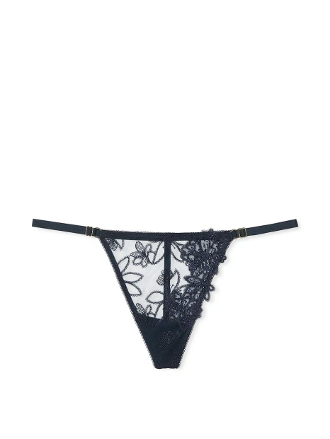 Сетчатые трусики стринги Victoria's Secret с вышивкой 1159824707 (Синий S)