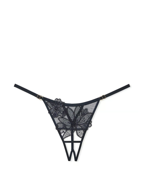 Сетчатые трусики стринги Victoria's Secret с вышивкой 1159824710 (Синий S)