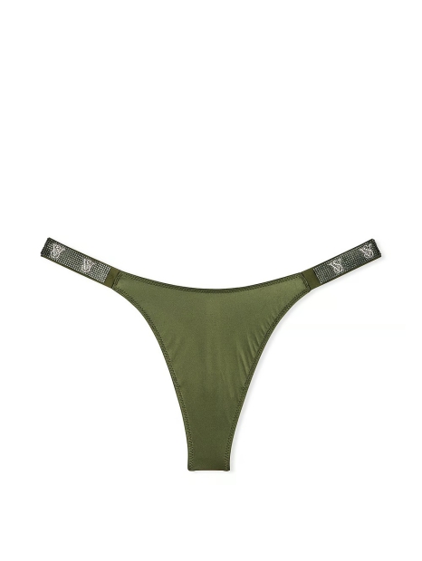 Гладкие трусики тонг Victoria's Secret со стразами 1159824586 (Зеленый L)