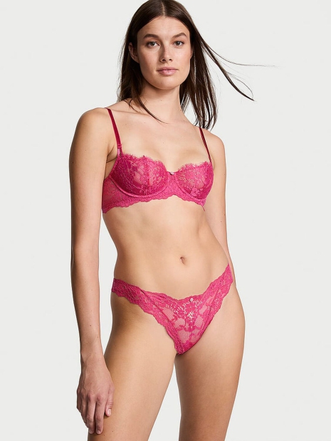 Кружевные трусики тонг Victoria's Secret 1159824141 (Розовый XL)