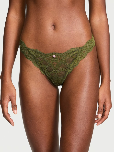 Кружевные трусики тонг Victoria's Secret 1159824146 (Зеленый M)