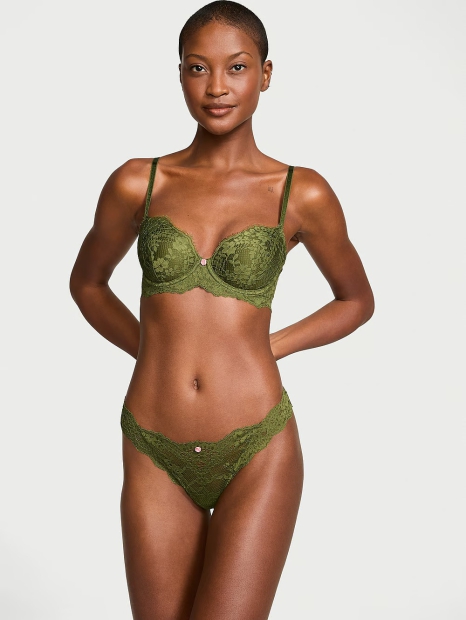 Кружевные трусики тонг Victoria's Secret 1159824146 (Зеленый M)