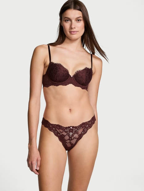 Кружевные трусики тонг Victoria's Secret 1159824153 (Коричневый XXL)