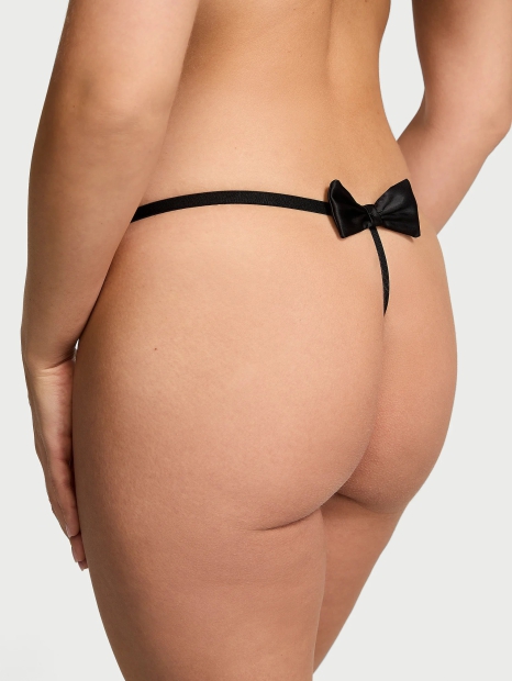 Гладкі трусики стрінги Victoria's Secret з бантом ззаду 1159824260 (Чорний M)