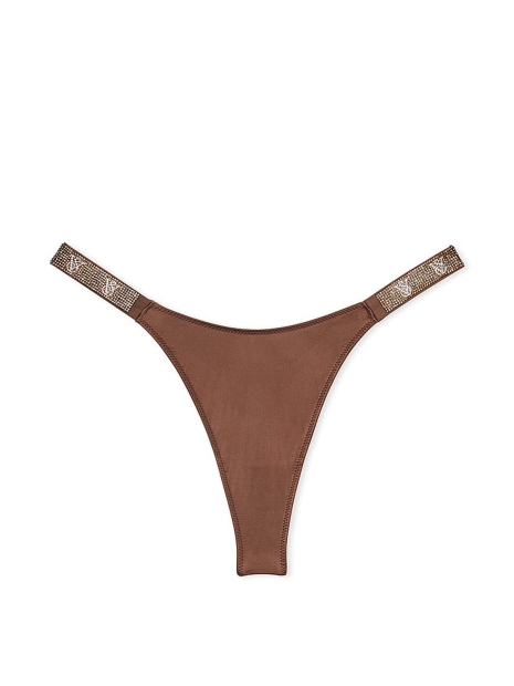 Гладкие трусики тонг Victoria's Secret со стразами 1159825365 (Коричневый M)