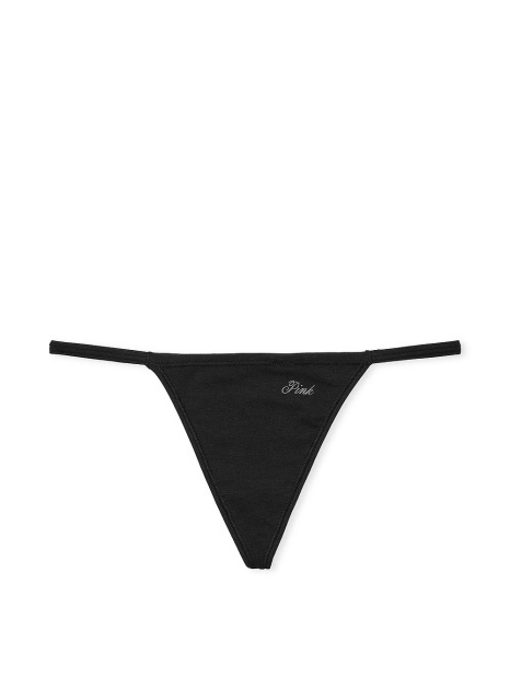 Хлопковые трусики стринги Victoria's Secret PINK 1159824701 (Черный M)