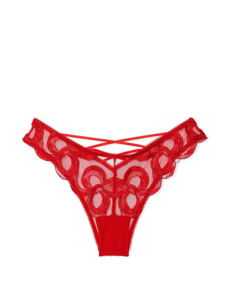 Сетчатые трусики бразильяны Victoria's Secret с вышивкой 1159824797 (Красный XS)