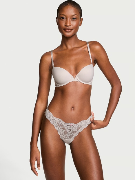 Кружевные трусики тонг Victoria's Secret 1159824841 (Серый M)