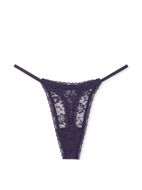Кружевные трусики тонг Victoria's Secret с мини - пайетками 1159824980 (Фиолетовый XL)