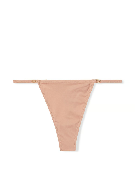 Гладкие трусики тонг Victoria's Secret с регулируемыми ремешками 1159832989 (Бежевый XXL)