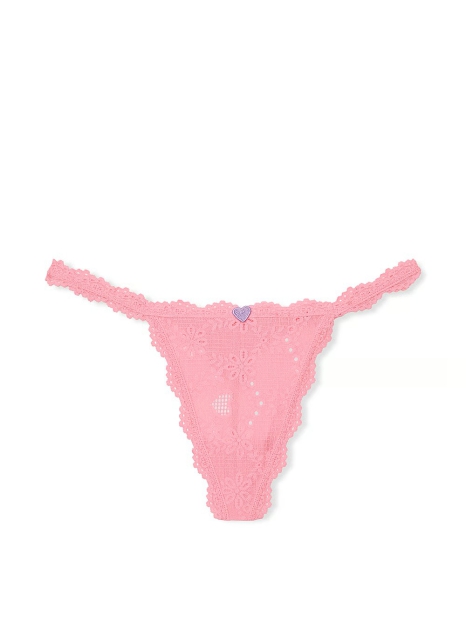 Женские трусики стринги Victoria's Secret с кружевом 1159825271 (Розовый S)