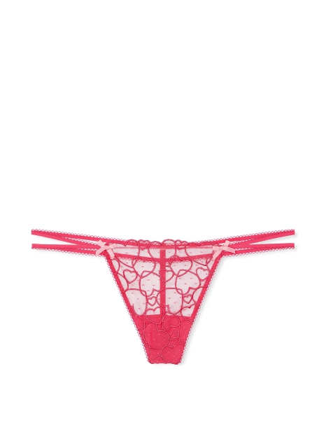 Женские сетчатые трусики стринги Victoria's Secret Pink с вышивкой 1159825499 (Розовый L)