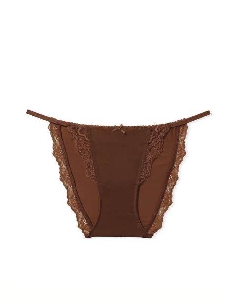 Женские гладкие трусики Victoria's Secret стринг бикини с кружевом 1159825911 (Коричневый XXL)