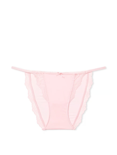 Женские гладкие трусики Victoria's Secret стринг бикини с кружевом 1159825953 (Розовый M)
